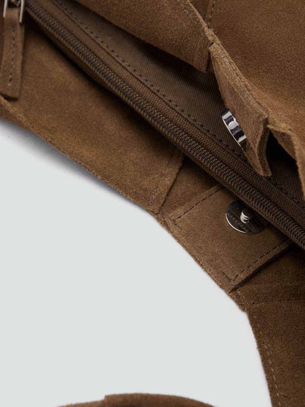Mango Brown Suede Hobo Shoulder Bag - Picture 3 of 5